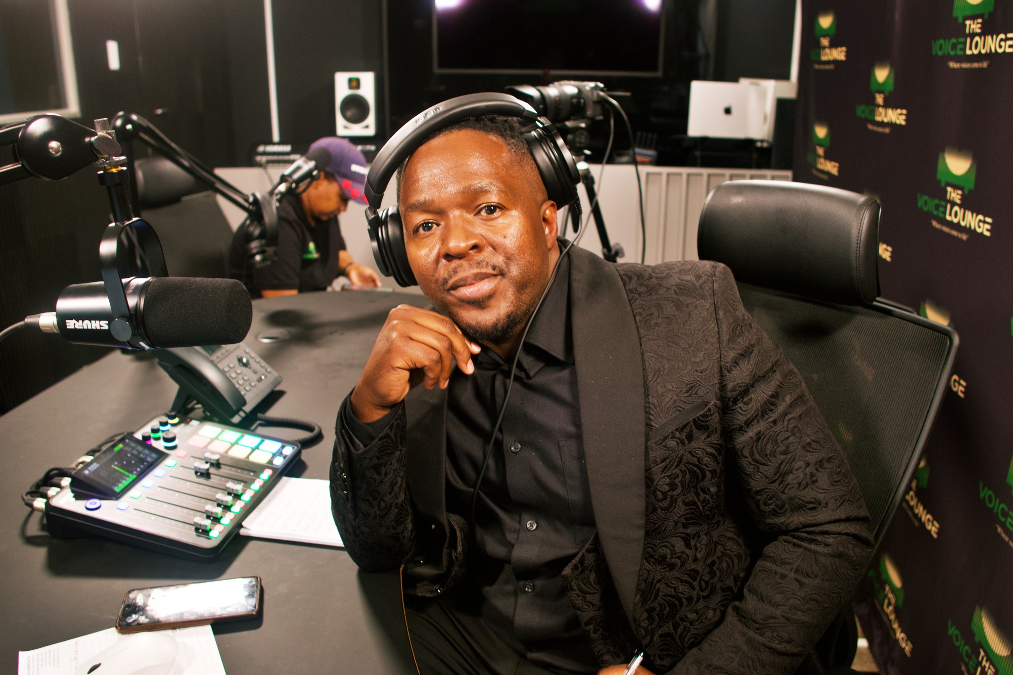 Radio host in studio